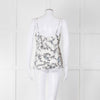 Club Monaco Cream Camisole Top with Handrawn Flower Pattern