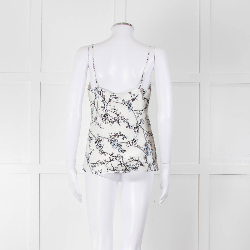 Club Monaco Cream Camisole Top with Handrawn Flower Pattern