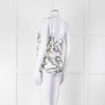 Club Monaco Cream Camisole Top with Handrawn Flower Pattern