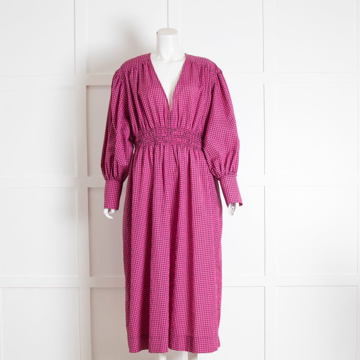 Ganni Pink Gingham Long Sleeve Dress – Phoenix Style