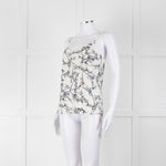 Club Monaco Cream Camisole Top with Handrawn Flower Pattern