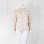 Sezane Cream Cotton Flecked Collared Shirt