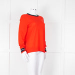 Victoria Victoria Beckham Red Blue Trim Fine Wool Sweater