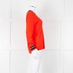 Victoria Victoria Beckham Red Blue Trim Fine Wool Sweater