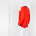 Victoria Victoria Beckham Red Blue Trim Fine Wool Sweater