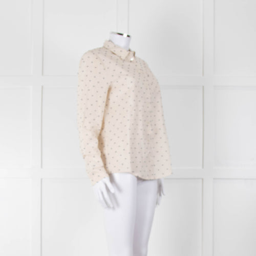 Sezane Cream Cotton Flecked Collared Shirt