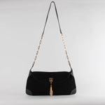 Gucci Black Suede Vintage Crossbody Bag with Tiger Charm