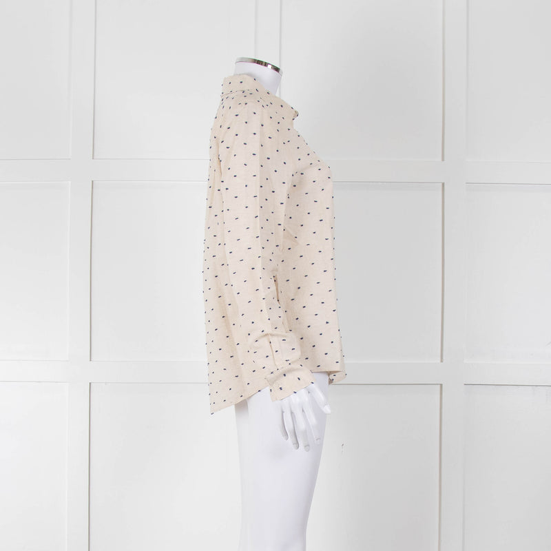 Sezane Cream Cotton Flecked Collared Shirt
