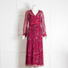 Max Mara Sheer Dark Red Floral Maxi Dress