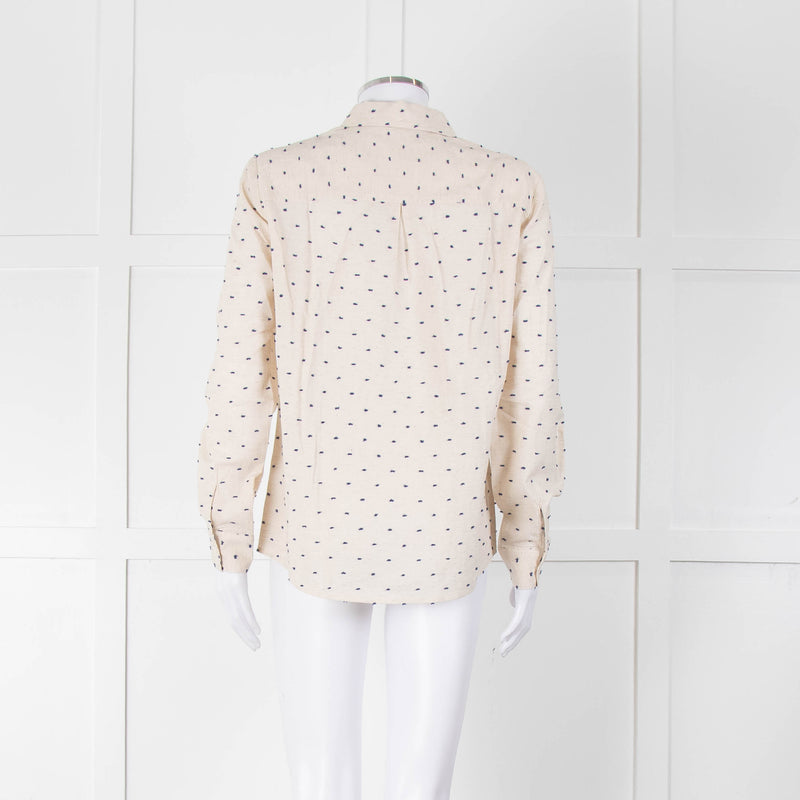 Sezane Cream Cotton Flecked Collared Shirt