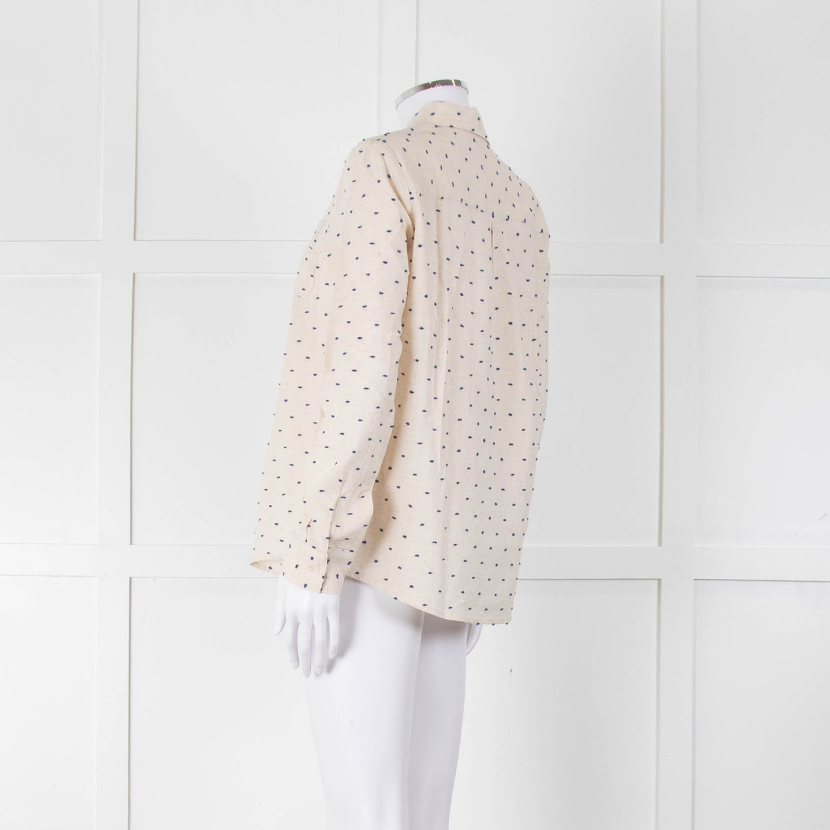 Sezane Cream Cotton Flecked Collared Shirt