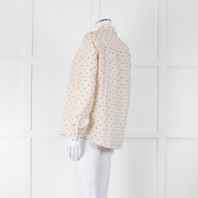 Sezane Cream Cotton Flecked Collared Shirt