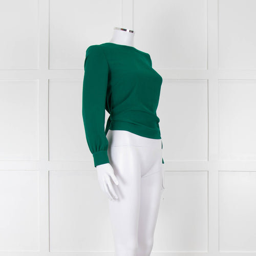 ba&sh Emerald Green Tie Back Cross Over Blouse