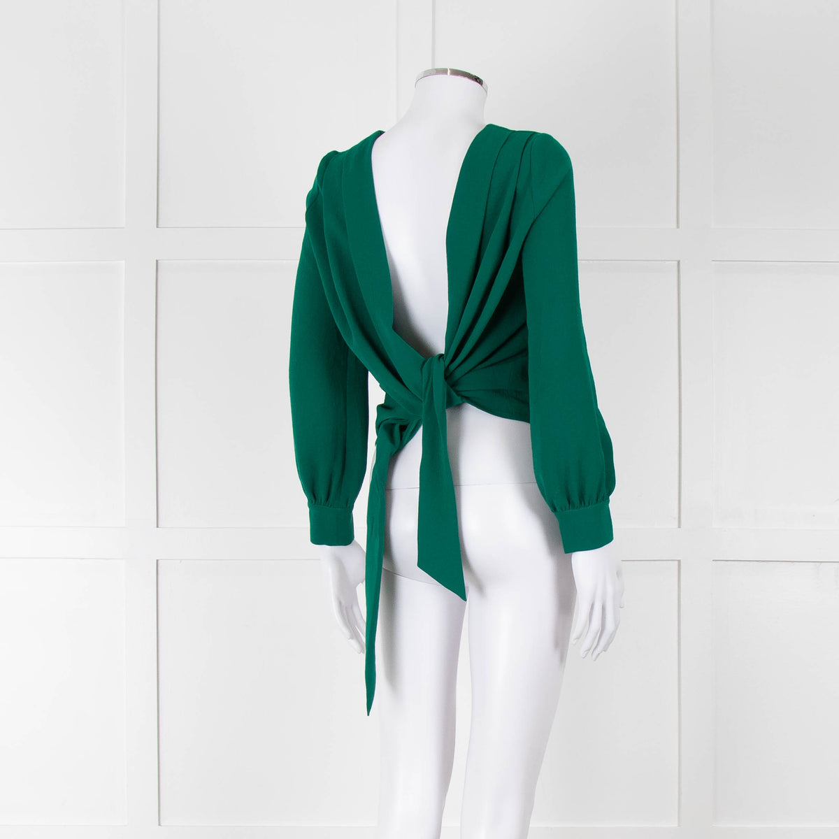 ba&sh Emerald Green Tie Back Cross Over Blouse
