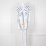Heidi Klein White Blue Print Cotton Dress