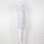 Heidi Klein White Blue Print Cotton Dress