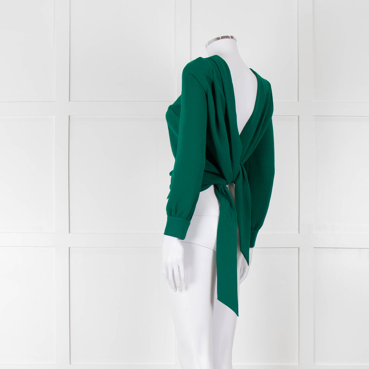 ba&sh Emerald Green Tie Back Cross Over Blouse