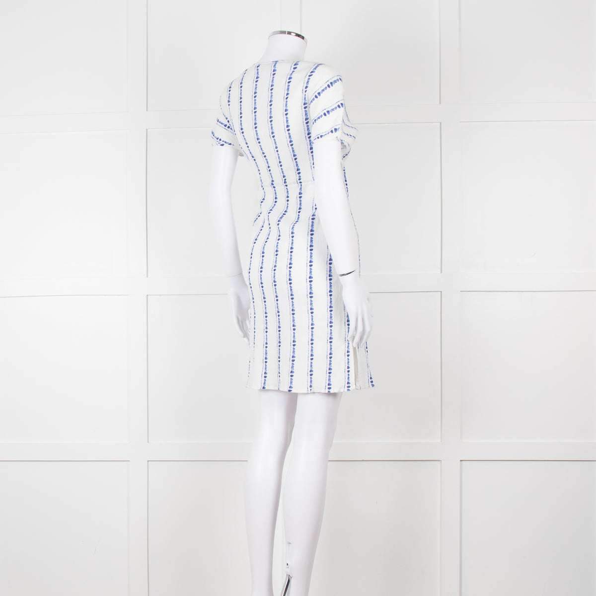 Heidi Klein White Blue Print Cotton Dress