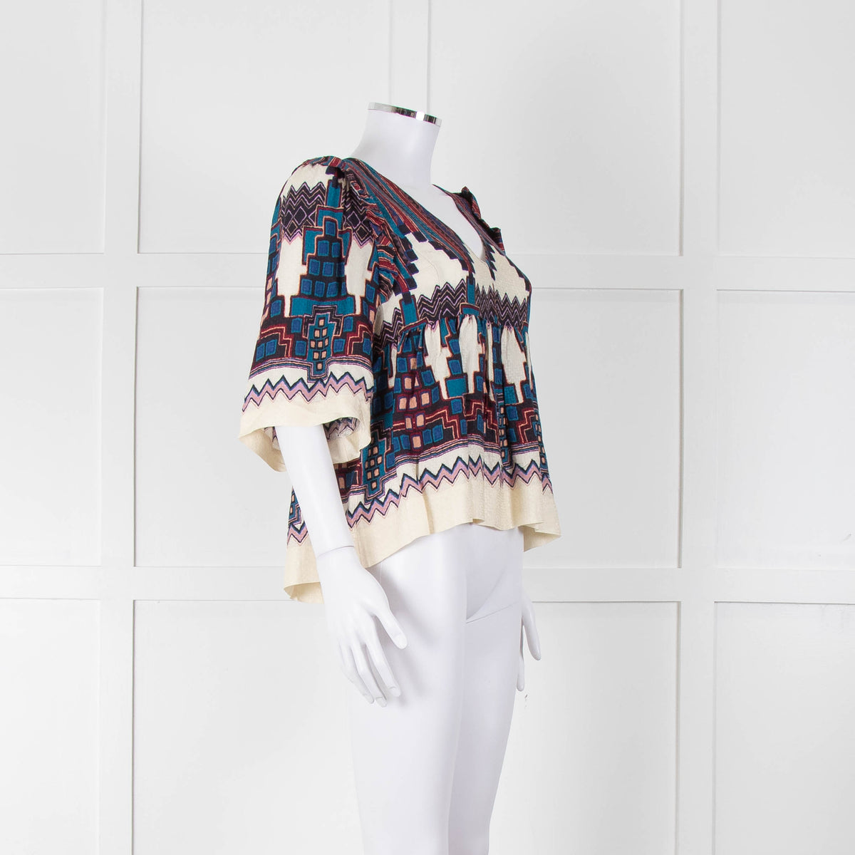 Ba&sh Aztec Tiered V Neck Blouse