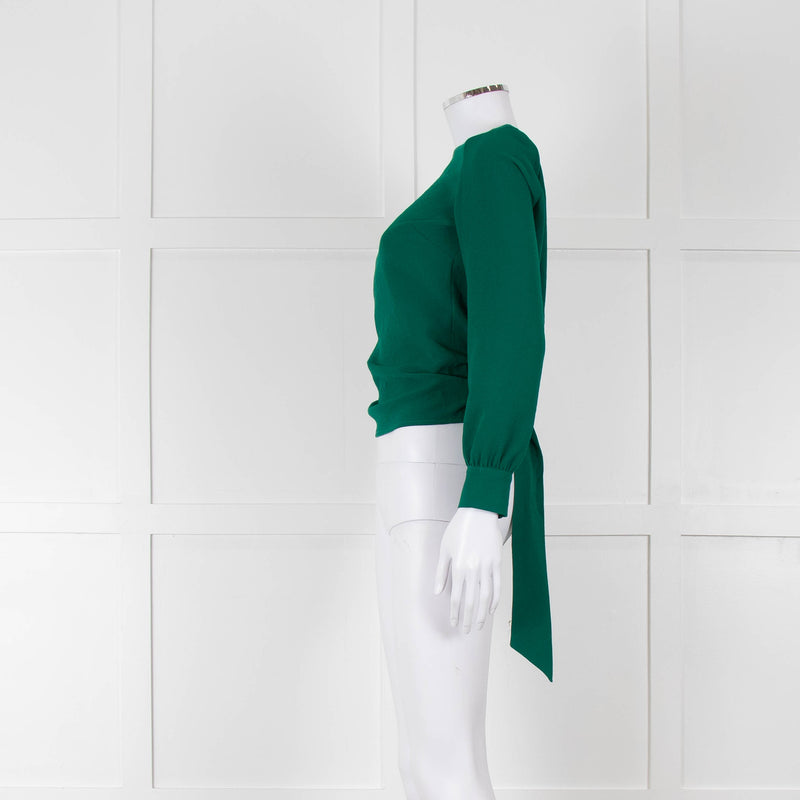 ba&sh Emerald Green Tie Back Cross Over Blouse