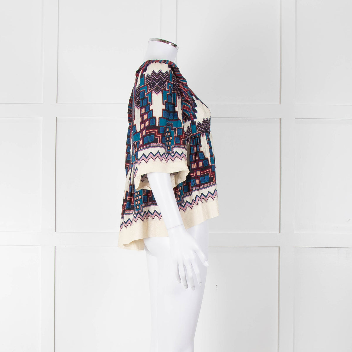 Ba&sh Aztec Tiered V Neck Blouse