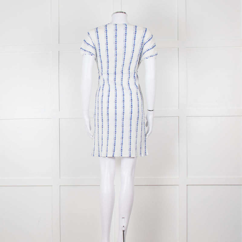 Heidi Klein White Blue Print Cotton Dress