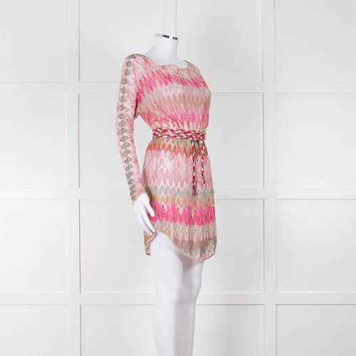 Missoni Mare Pink Gradient Crochet Mini Dress