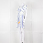 Heidi Klein White Blue Print Cotton Dress