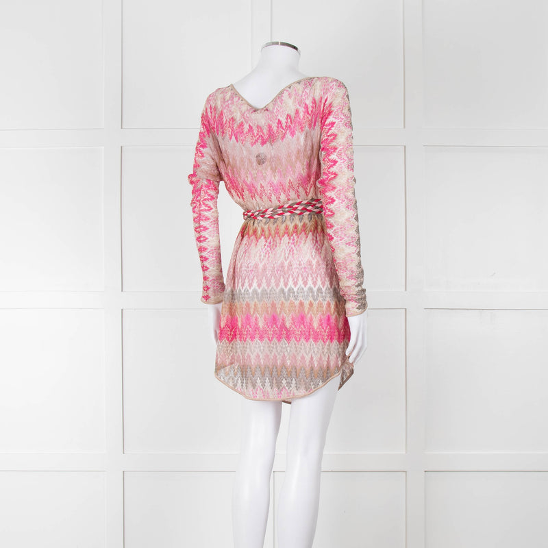 Missoni Mare Pink Gradient Crochet Mini Dress