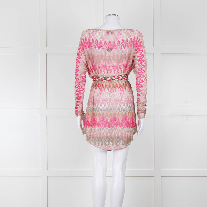 Missoni Mare Pink Gradient Crochet Mini Dress