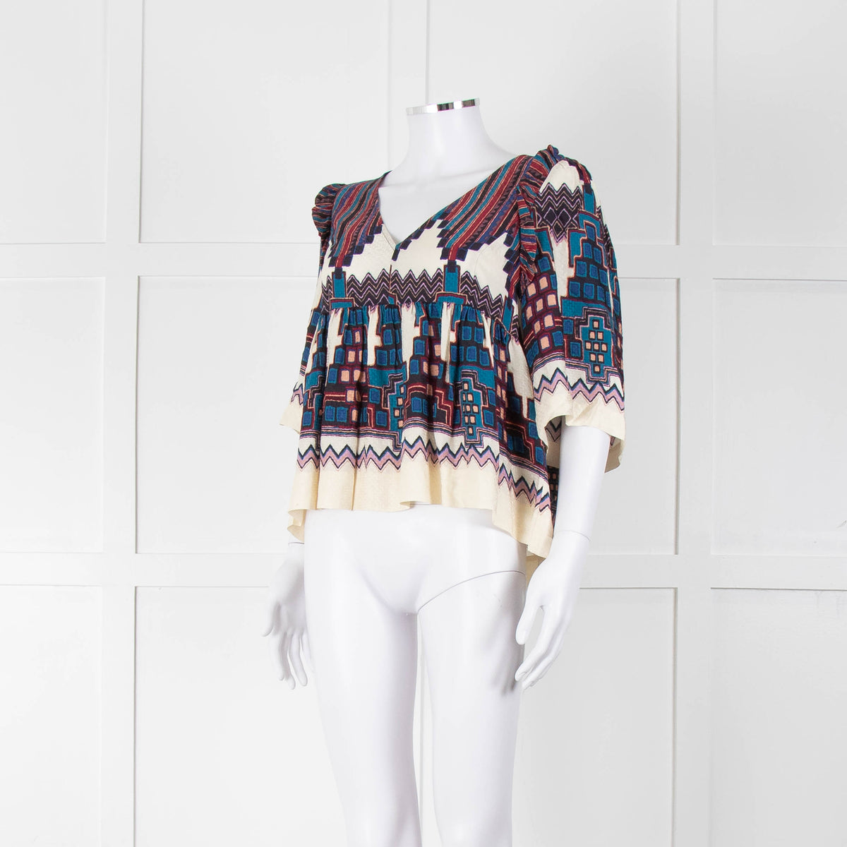 Ba&sh Aztec Tiered V Neck Blouse