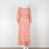 Poppy Field Orange And White Off Shoulder Maxi Dress