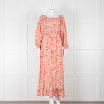 Poppy Field Orange And White Off Shoulder Maxi Dress