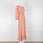 Poppy Field Orange And White Off Shoulder Maxi Dress