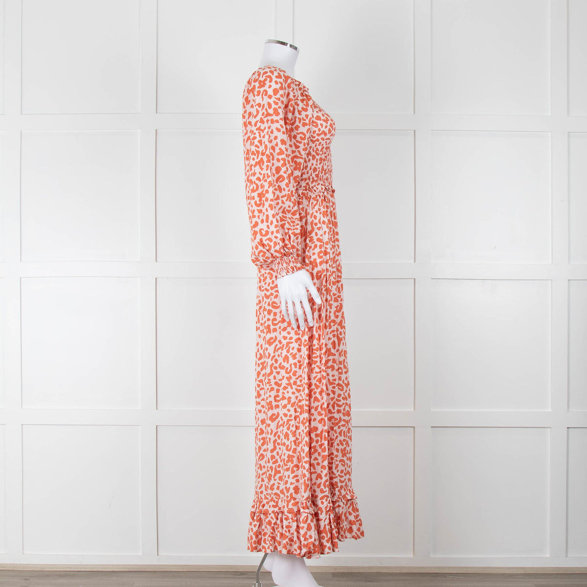 Poppy Field Orange And White Off Shoulder Maxi Dress