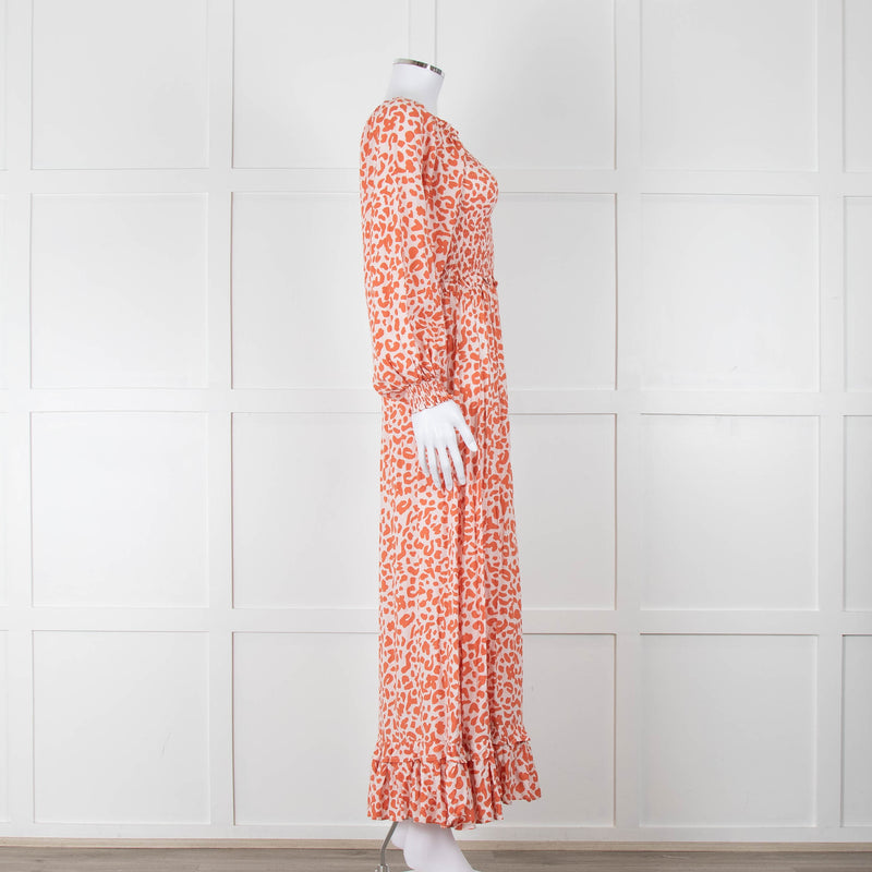Poppy Field Orange And White Off Shoulder Maxi Dress