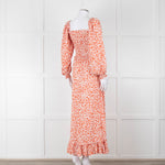 Poppy Field Orange And White Off Shoulder Maxi Dress