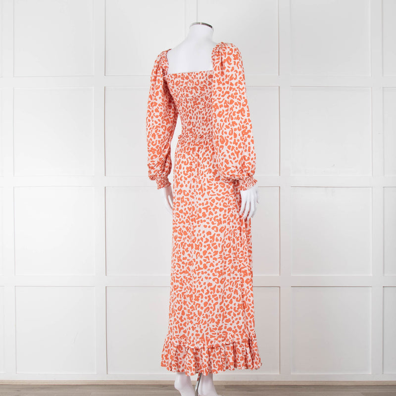 Poppy Field Orange And White Off Shoulder Maxi Dress