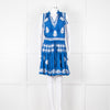 Pranella Blue White Embroidered Sleeveless Sun Dress
