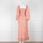 Poppy Field Orange And White Off Shoulder Maxi Dress