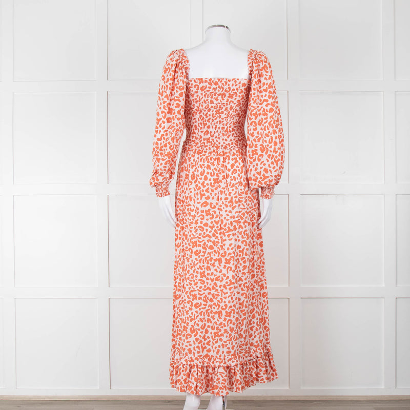 Poppy Field Orange And White Off Shoulder Maxi Dress