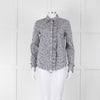 Equipment Micro Stripe Star Print Shirt with Ruffle Front