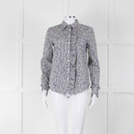 Equipment Micro Stripe Star Print Shirt with Ruffle Front
