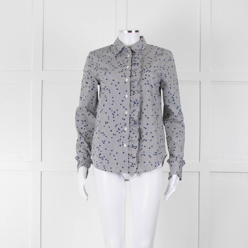 Equipment Micro Stripe Star Print Shirt with Ruffle Front