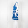 Pranella Blue White Embroidered Sleeveless Sun Dress