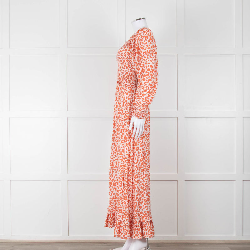 Poppy Field Orange And White Off Shoulder Maxi Dress