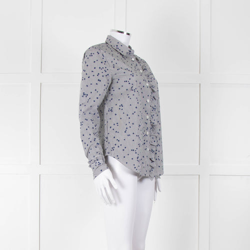 Equipment Micro Stripe Star Print Shirt with Ruffle Front