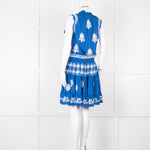 Pranella Blue White Embroidered Sleeveless Sun Dress