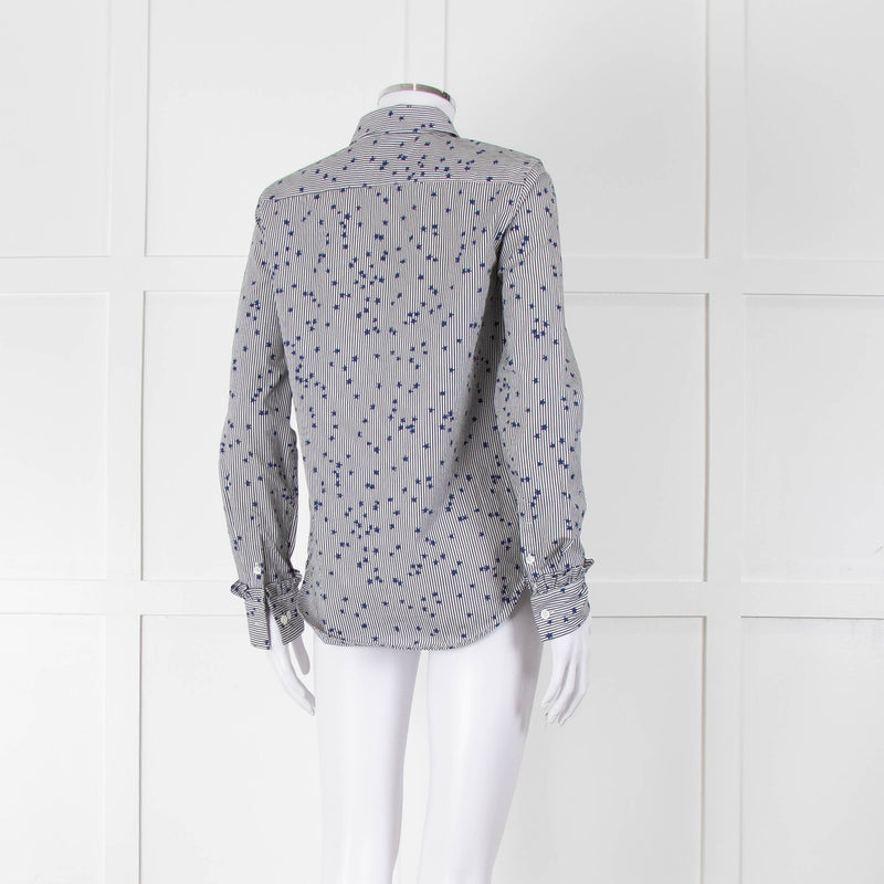 Equipment Micro Stripe Star Print Shirt with Ruffle Front