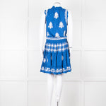 Pranella Blue White Embroidered Sleeveless Sun Dress